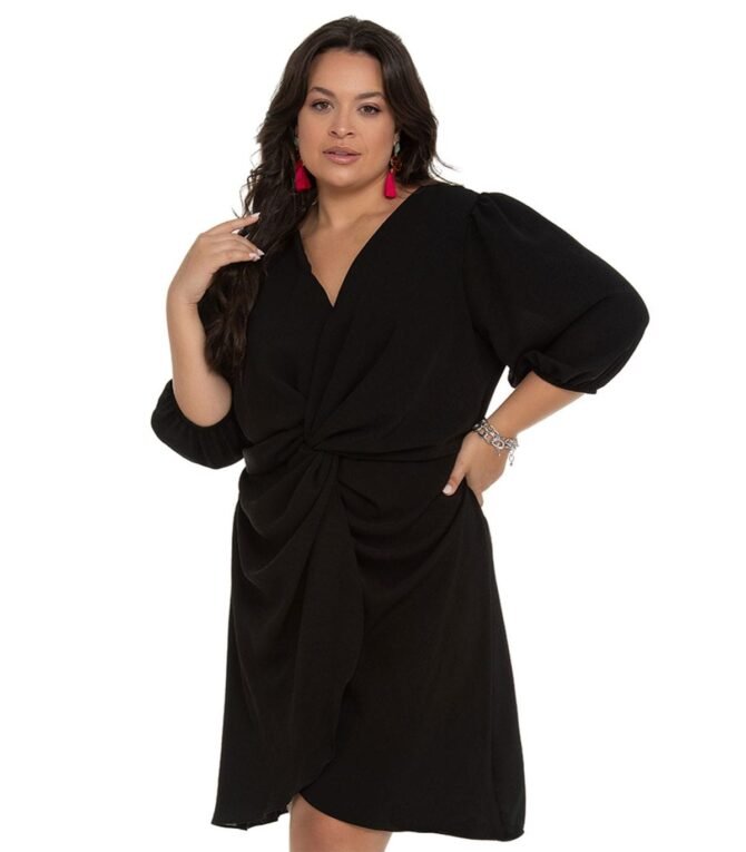 VESTIDO MANGAS 3/4 PLUS SIZE