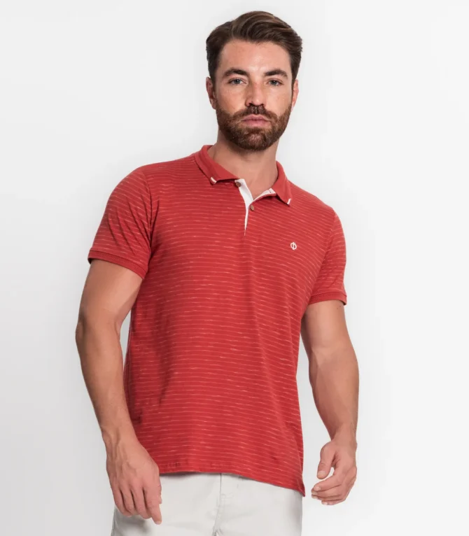 POLO MASCULINA EM MEIA MALHA FIO TINTO