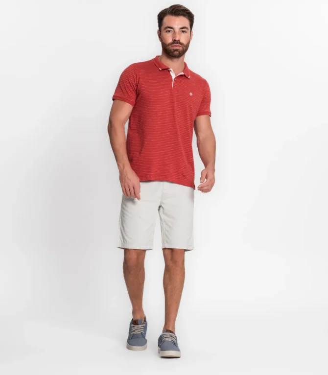 POLO MASCULINA EM MEIA MALHA FIO TINTO