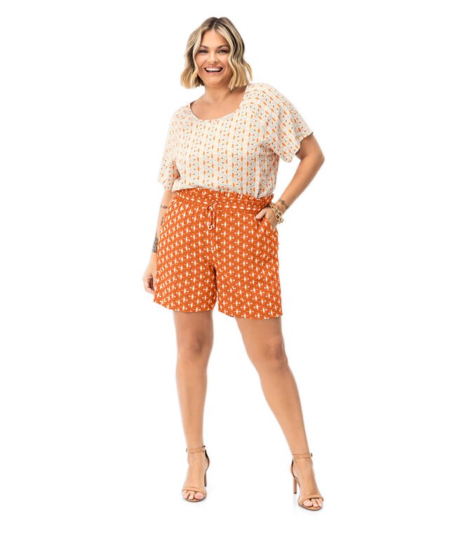 SHORTS FEMININO PLUS SIZE EM VISCOSE