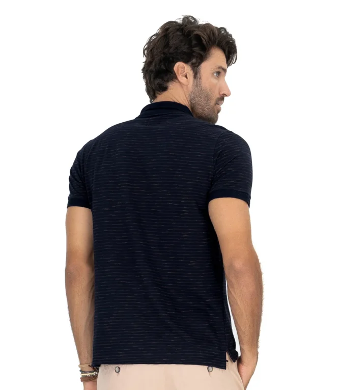 POLO MASCULINA EM MEIA MALHA FIO TINTO