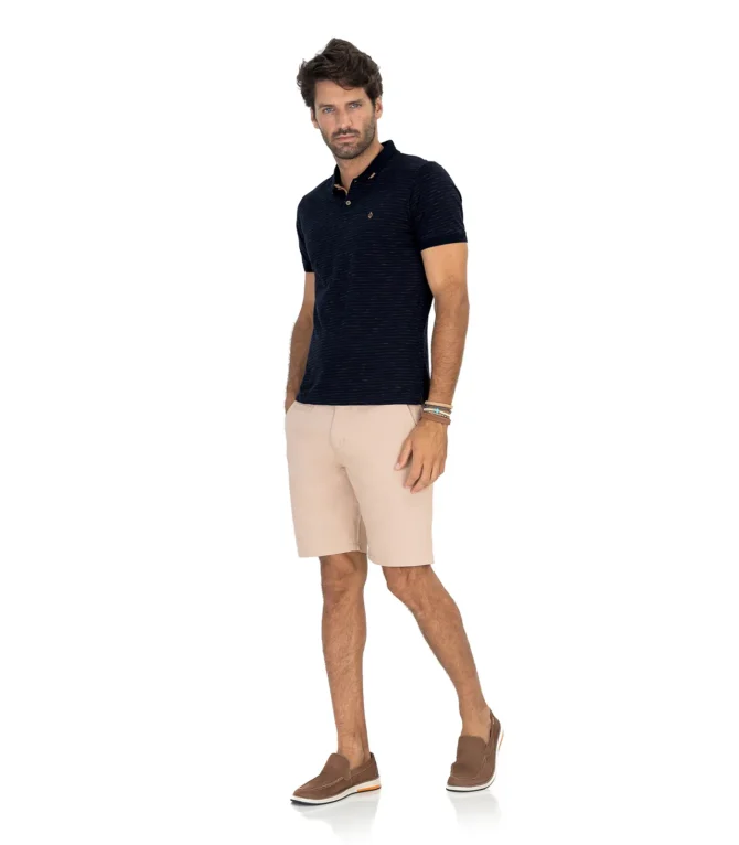 POLO MASCULINA EM MEIA MALHA FIO TINTO