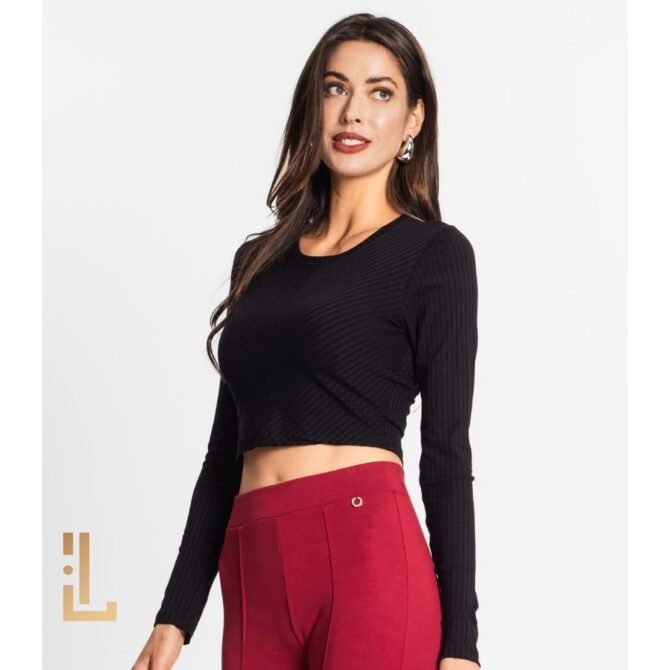 Blusa Manga Longa Em Ribana Canelada
