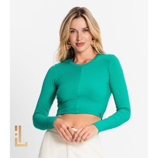Blusa Manga Longa Em Ribana Canelada