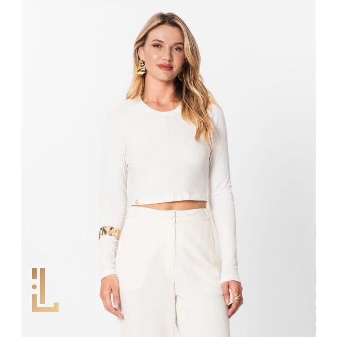 Blusa Manga Longa Em Ribana Canelada