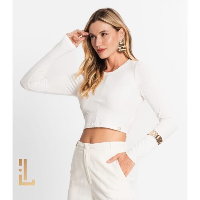 Blusa Manga Longa Em Ribana Canelada