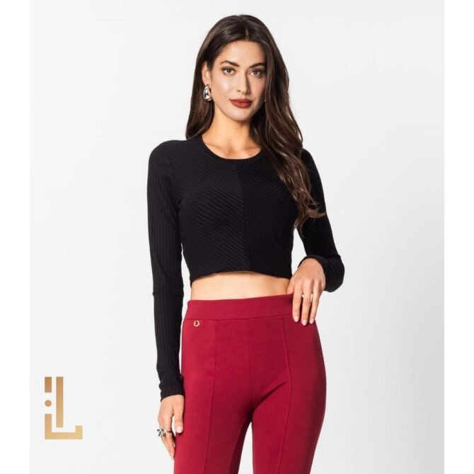 Blusa Manga Longa Em Ribana Canelada