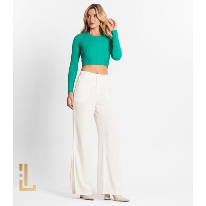 Blusa Manga Longa Em Ribana Canelada